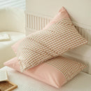 Axyaa Soft Cotton Pillowcase Chequer Grid Pattern 48x74cm Bedding Pillow Cover Set