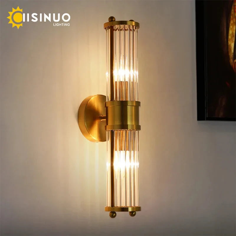Gold Plated Crystal Wall Lamp for Bedroom and Living Room by Axyaa