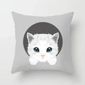 Axyaa Cute Cat Round Head Cushion Cover 45x45cm Polyester Pillowcase Square