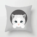Axyaa Cute Cat Round Head Cushion Cover 45x45cm Polyester Pillowcase Square