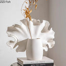 Axyaa White Ceramic Vase: Artistic Flower Vessels for Hydroponic/Dried Flower Arrangement