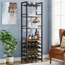 Axyaa 20 Bottle Wine Bakers Rack with Glass Holder and Storage Shelves