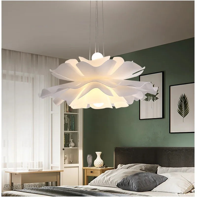 Axyaa White Acrylic LED Chandelier for Modern Nordic Bedroom and Living Room