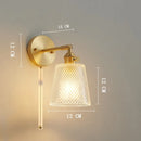 Axyaa Clear Glass LED Wall Sconce with Copper Pull Chain Switch for Home Lighting