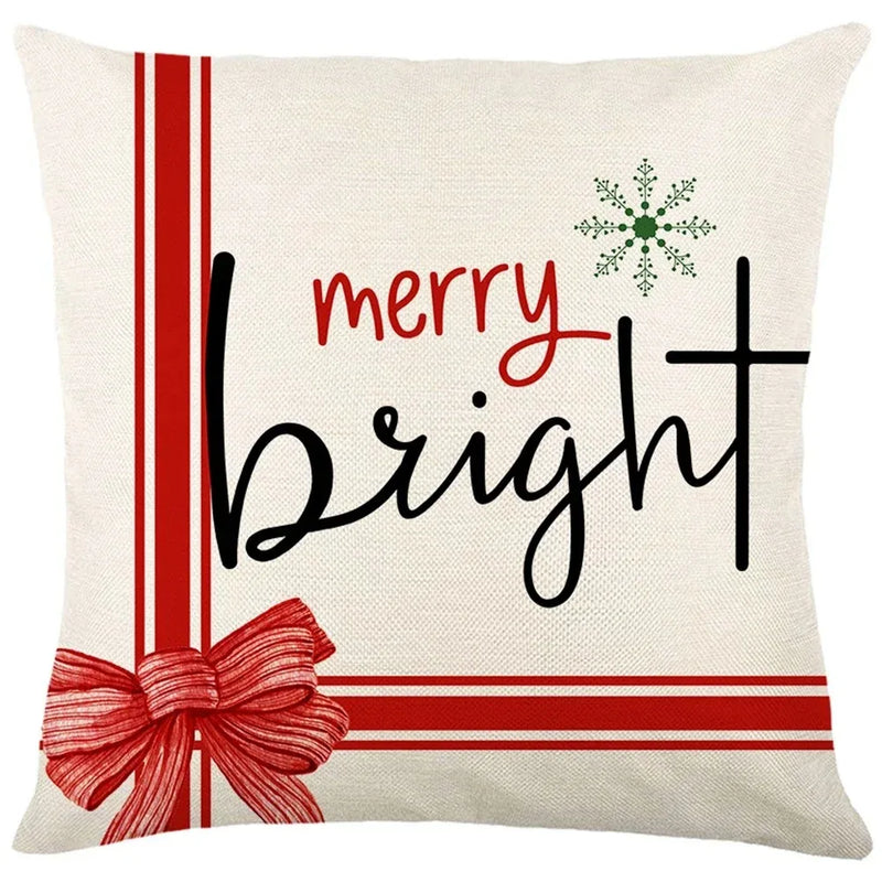 Axyaa Christmas Party Santa Dwarf Print Pillow Cover