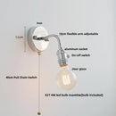 Axyaa White Glass LED Wall Light - Nordic Modern Adjustable Arm Bedside Lamp