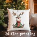 Axyaa Christmas Reindeer & Bow Print Pillowcase - Sofa, Bedroom, Car Cover