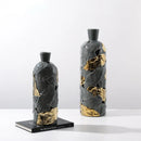 Axyaa Feather Gray Gold Pattern Vase: Chic Porcelain Home Decor Accessory