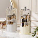 Axyaa Rotating Birdcage Makeup Brush Holder with Clear Lid - Vanity Cosmetic Storage