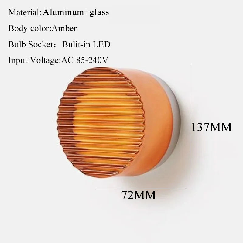 Axyaa Round Glass LED Wall Sconce, 4 Colors, Waterproof, Modern Wandlamp