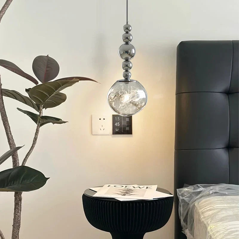 Axyaa Nordic Luxury Round Chandelier for Bar Counter, Bedroom, and Restaurant, Postmodern Lava Lamp