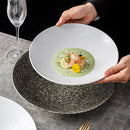 Axyaa Stone Patterned Ceramic Soup, Salad, Pasta Plate Set