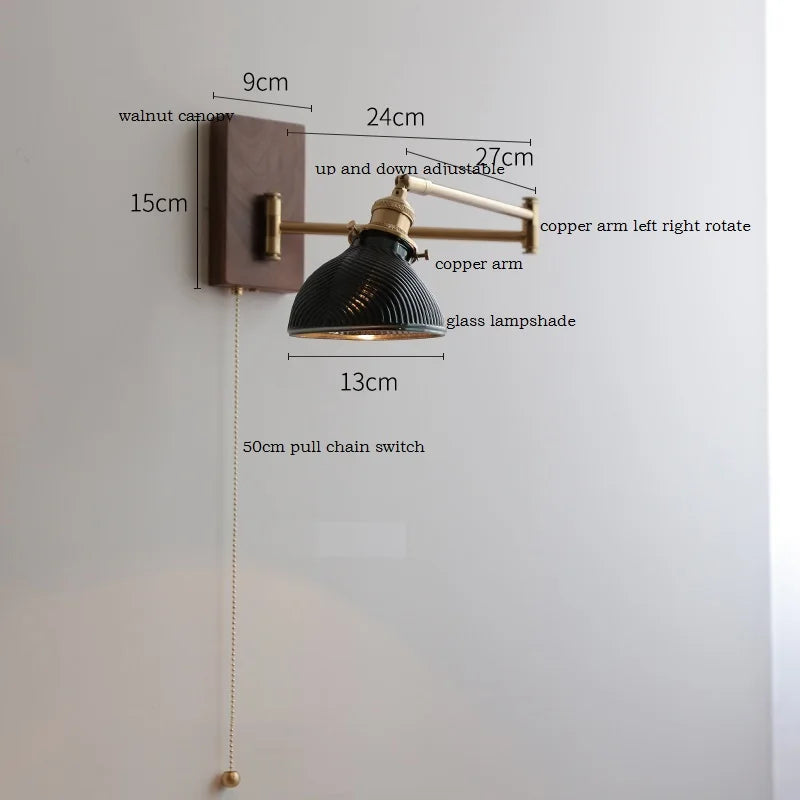 Axyaa Wood Canopy LED Wall Lamp with Pull Chain Switch