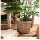 Axyaa Straw Wicker Planter Basket Handmade Flower Pot Storage Laundry Basket Yellow Home Decor