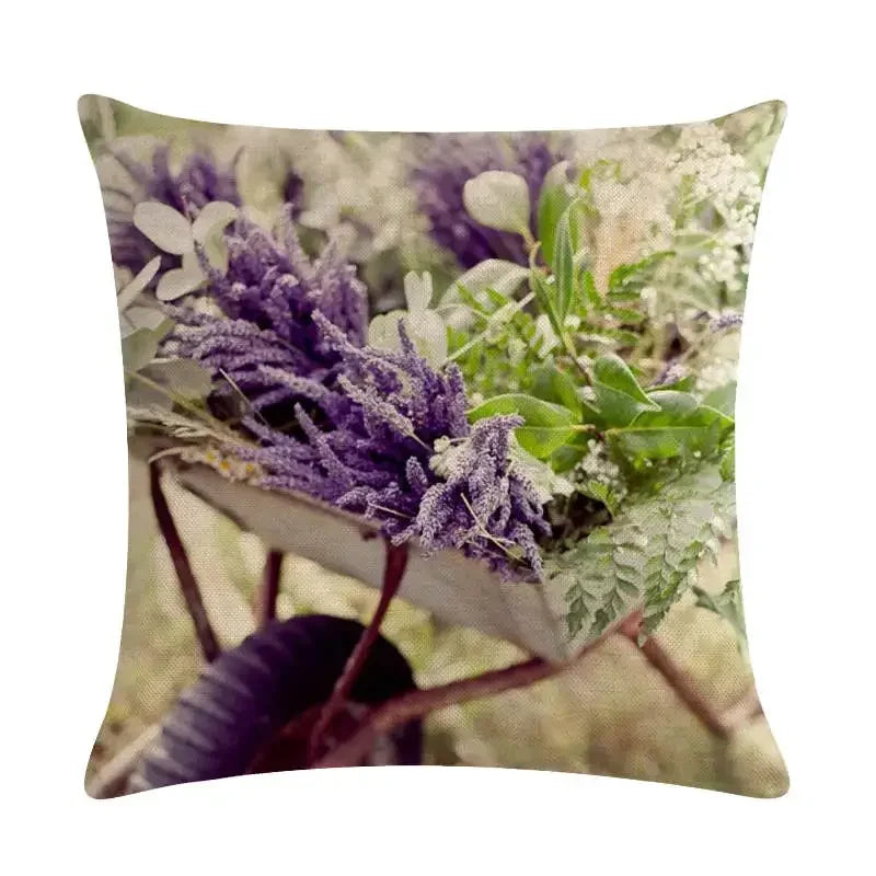 Purple Lavender Floral Pillowcase for Home Decor by Axyaa