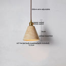 Axyaa Yellow Travertine Wood Pendant Light, LED Hanging Lamp for Dinging Living Room