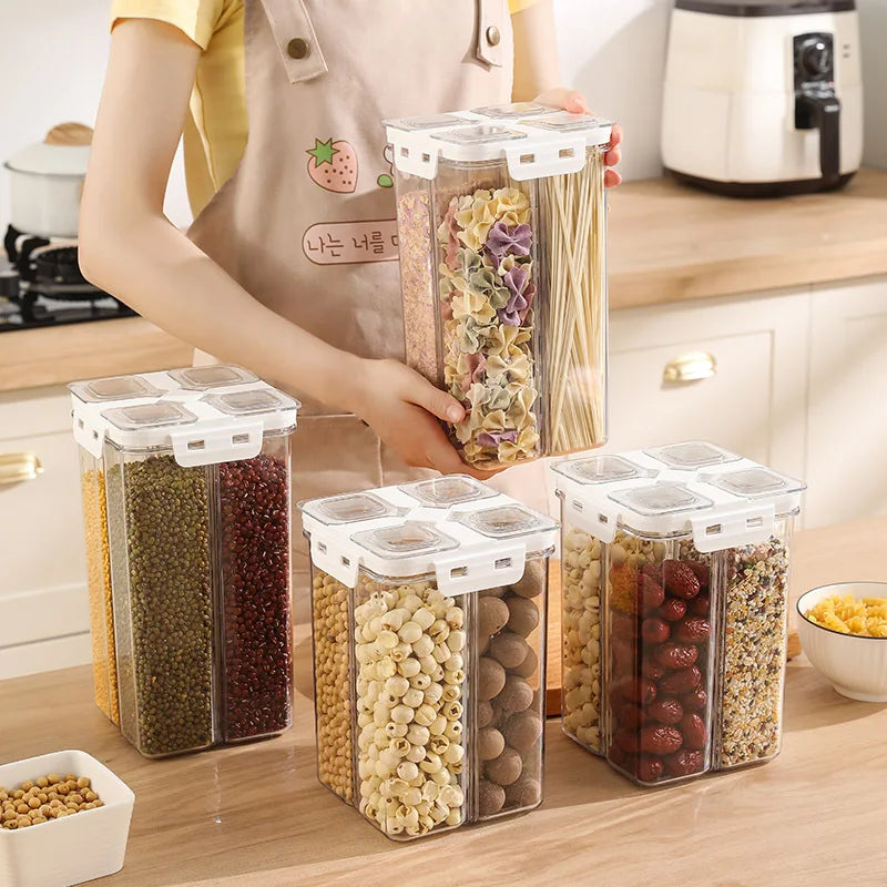Axyaa Plastic Food Storage Container with Measuring Cup on Organizer Box