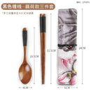 Axyaa Portable Wooden Cutlery Set: Chopsticks, Spoon, Cloth Bag - 3pcs Set