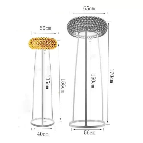 Axyaa Acrylic LED Pendant Chandelier Transparent Gold Floor Lamp