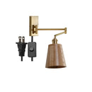 Axyaa Wooden Wall Sconce LED Lampshade with Pull Chain Switch for Bedroom Bathroom Perspective Mirror