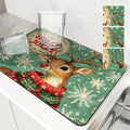 Axyaa Christmas Drain Pad: Absorbent Anti-slip Dry Mat for Dishes and Cups