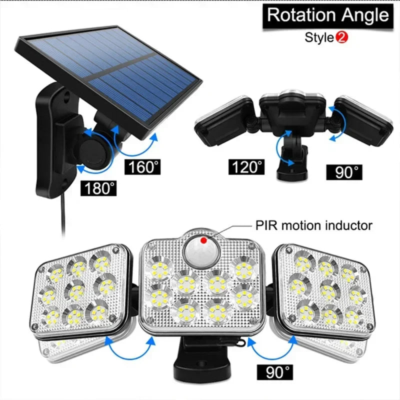 Axyaa Solar Motion Sensor Wall Light - Adjustable Head, Waterproof IP65