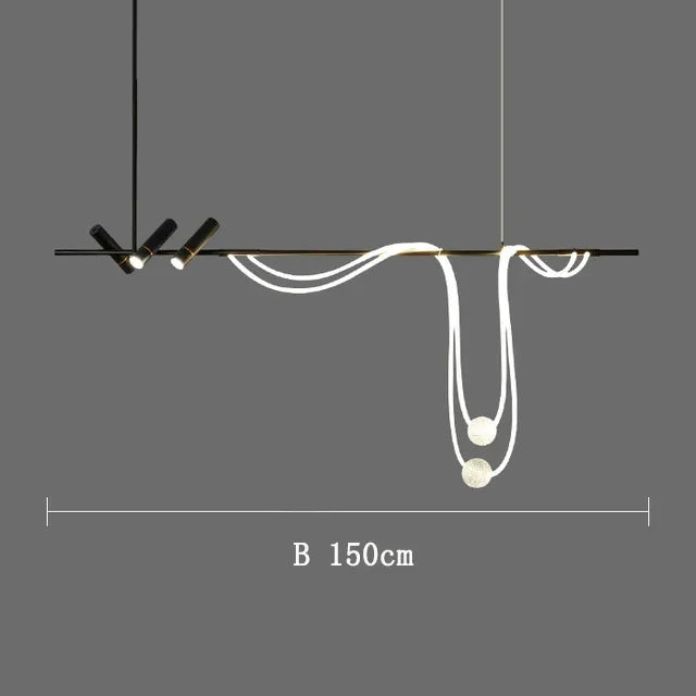 Axyaa Black LED Pendant Chandelier for Kitchen Dining Table - Modern Home Lighting Fixtures