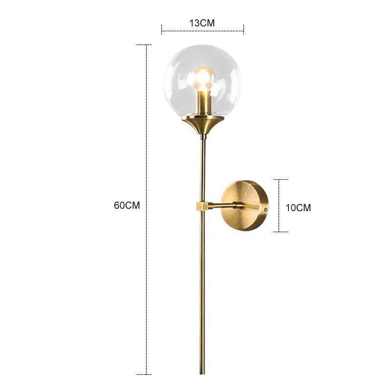 Nordic Brass Wall Lamp for Bedroom and Bathroom by Axyaa