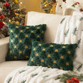 Axyaa Soft Plush Faux Fur Christmas Tree Pillow Cover for Winter Holiday Decor