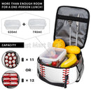 Axyaa Insulated Baseball Lunch Bag with Red Stitching, Portable Thermal Cooler