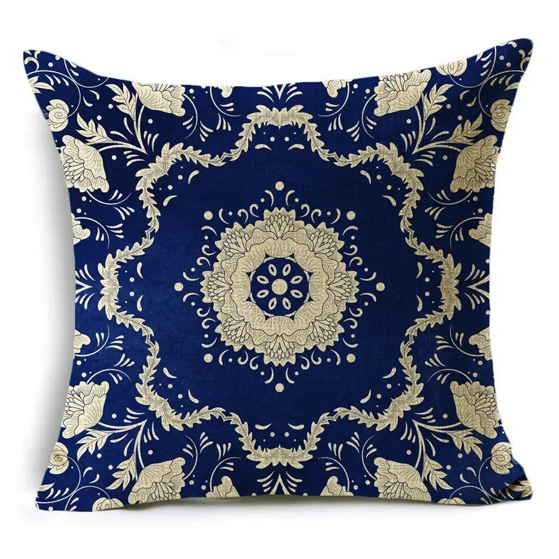 Axyaa Blue & White Porcelain Pattern Pillowcase - Sofa Decor 40cm/45cm/50cm