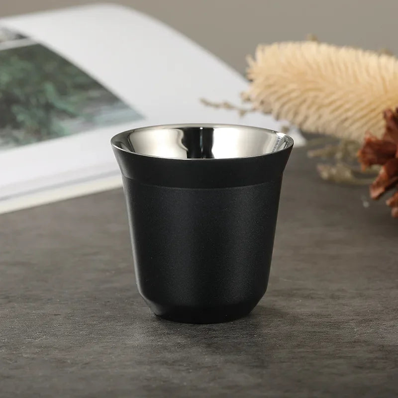 Axyaa 80ml Stainless Steel Double Wall Coffee Cup Set - Portable High Quality Insulated Drinkware