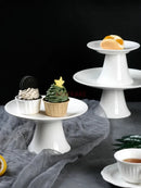 Axyaa Chinese Tea & Pastry Ceramic Tray Set - Small Size Footed Ornaments & Fruit Plates