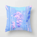 Pink Anime City Print Polyester Pillowcase 45x45cm for Bedroom Living Room by Axyaa.