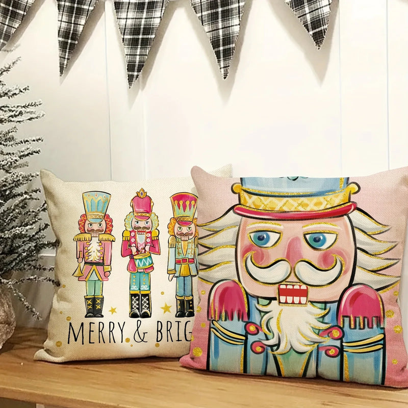 Nutcracker Pillowcase for Living Room Sofa with Zipper Closure by Axyaa