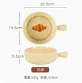 Axyaa Cream Bread Ceramic Handle Deep Plate Family Baking Tray Fruit Salad Tray