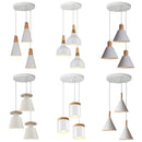 Axyaa 3-Head White Pendant Lights Wood Aluminum Chandelier