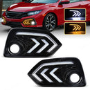 Axyaa DRL LED Turn Signal Lights for Honda Civic Hatchback 10th Gen White Yellow