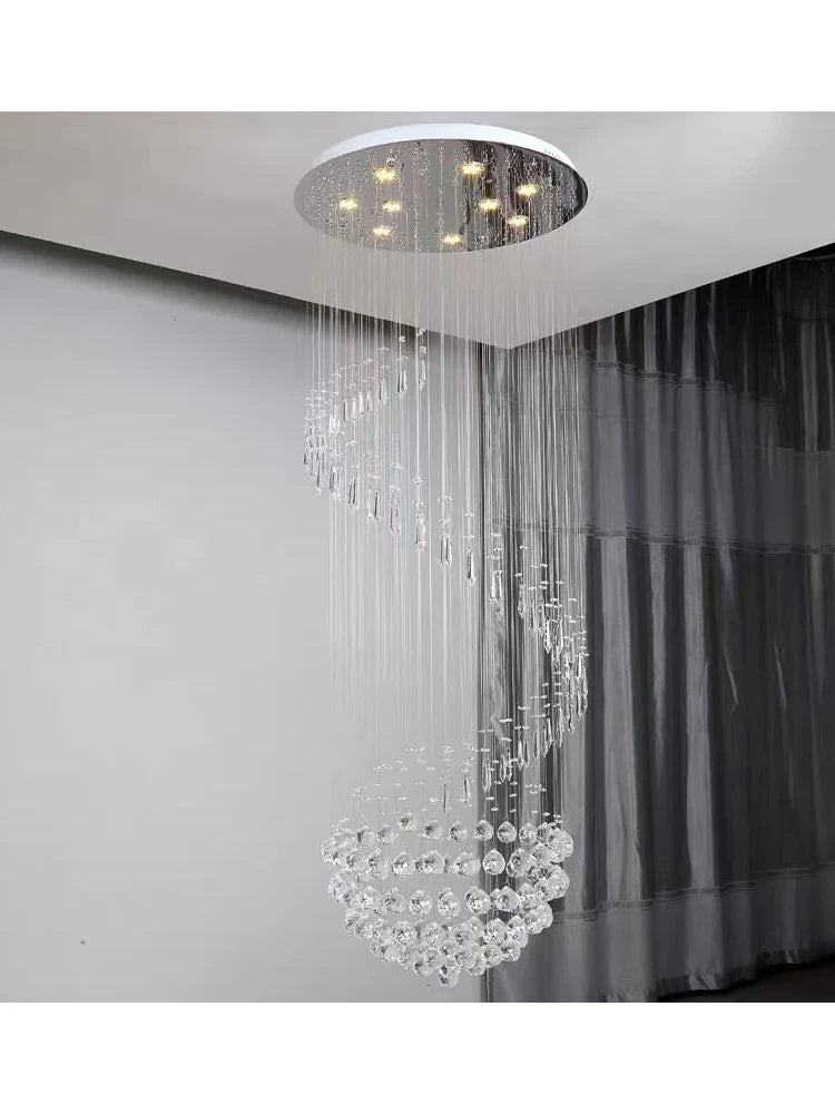 Axyaa Crystal Chain Pendant Light Chandelier for Living Room Staircase