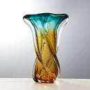 Axyaa Twisted Pattern Jade Gold Glass Vase - Light Luxury Flower Arrangement