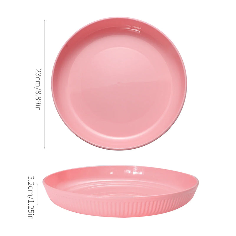 Pink Striped Home Plate Set with Axyaa Brand - Reusable Tableware for Fruit, Dessert, and Snacks