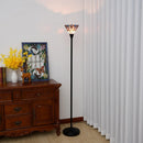 Axyaa Stained Glass Torchiere Floor Lamp Antique Industrial Style Standing Light