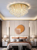 Axyaa Crystal Circle Ceiling Lamp Modern LED Chandelier Art Deco Lighting Fixtures