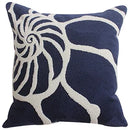 Axyaa Navy Starfish Shell Embroidered Cotton Pillow Cover 45x45cm