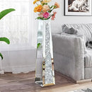 Axyaa Silver Crushed Diamond Floor Vase: Stylish Crystal Mirrored Decor for Living Room