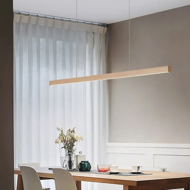 Axyaa Wooden Pendant Lamp with Remote Control Dimming - Elegant Kitchen Island Chandelier