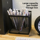 Axyaa Metal Pen Holder Storage Box Grid Student Desk Stationery Organizer