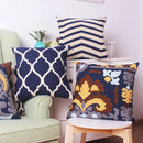 Axyaa Navy Blue Floral Embroidered Cushion Cover 45x45cm