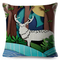 Axyaa Cartoon Deer Pillowcase - 45*45cm Linen Cushion for Home Decor
