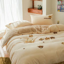 Axyaa Embroidered Fleece Winter Bedding Set for Cozy Warmth